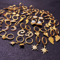 Clous d'oreilles à charnière en acier inoxydable pour femme, croix religieuse, Piercing de noël, serpent, cœur, étoile, Huggie