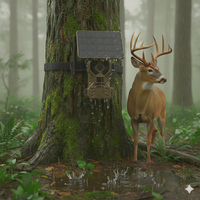 Nouvelle caméra de chasse sans fil 4MP CMOS pour l'extérieur avec vision en direct, panneau solaire, batterie Li 10400mAh, carte SD et écran 2.0 pouces