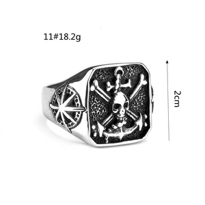 Men's Stainless Steel <b>Ring</b> Skeleton Pirate Design Hip Hop Style Gift Jewelry - Product Image 5