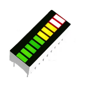 Barre graphique led trois couleurs, 25.5x10.1x7.9mm, rouge, jaune, vert, 10 segments