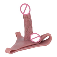 Pantalones de cuero con cinturón estilo tanga, dildo para diversión lésbica, ropa interior femenina con hueco para pene, 410g