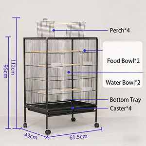 Jaula de Lujo para Loros con Cierre de Botón a Presión, Diseño Sólido, Embalaje en Caja - Villa Multifuncional Tres en Uno para Aves - Product Image 3