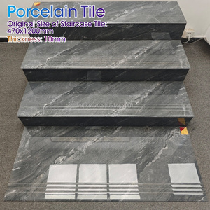 Azulejo de Porcelana con Efecto Mármol Gris Oscuro para Escaleras, 10 mm de Grosor, Resistente al Desgaste, Tamaños Personalizados, para Casas, Hoteles, Villas y Penthouses - Product Image 1