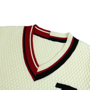 Vente en gros <span class=keywords><strong>de</strong></span> chandail tricoté unisexe à col en V et à manches longues <span class=keywords><strong>de</strong></span> <span class=keywords><strong>cricket</strong></span> golf en nid d'abeille jacquard polyester viscose personnalisé pour femmes - Product Image 2