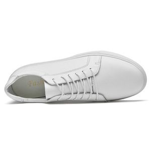 Soft OEM Genuine <b>Leather</b> White Shoes for Men Lace-up Style Breathable Men <b>Sneakers</b> Casual Footwear - Product Image 3
