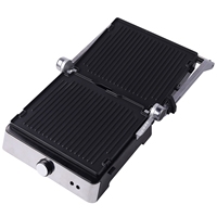 Grill de contact professionnel à double face chauffante avec revêtement antiadhésif pour 4 tranches