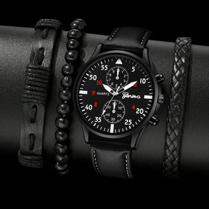 WGS-94 4pcs <strong>Set</strong> Low Price Men Quartz Wristwatch Business PU Leather Men's <strong>Watch</strong> <strong>Set</strong> - Product Image 3
