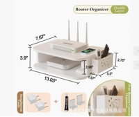 Étagère murale flottante à double niveau en bois pour la décoration de la maison, rangement pour routeur Wi-Fi, lecteur DVD, projecteur