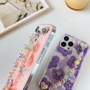 Ốp điện thoại iPhone 13, 16 PRO MAX thời trang mới dành cho nữ, kèm vòng tay hoa, sản xuất tại nhà máy - Product Image 5