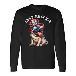 Camiseta de manga larga con diseño de perro patriótico del 4 de julio - Product Image 1