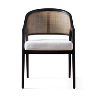 Fauteuil BST Nordic moderne en bois d'hévéa avec dossier, chaise de salle à manger et de négociation pour hôtel, gîte et club