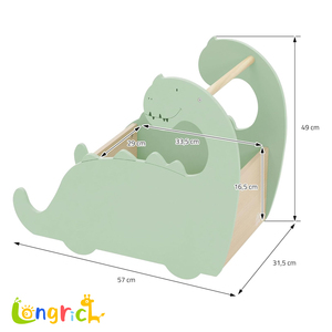 Boîte <span class=keywords><strong>de</strong></span> <span class=keywords><strong>rangement</strong></span> <span class=keywords><strong>de</strong></span> jouets <span class=keywords><strong>de</strong></span> dinosaure en bois pour enfants avec roues Armoire d'organisateur <span class=keywords><strong>de</strong></span> poubelle <span class=keywords><strong>de</strong></span> jeux pour enfants - Product Image 4