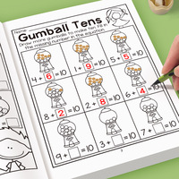 Pack de feuilles de travail d'addition et de soustraction pour la maternelle, livre d'activités mathématiques amusantes pour enfants, liens numériques, coloriage par réponse, entraînement mathématique