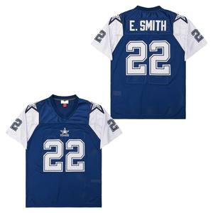 Herren Throw back Trikots 22 Emmitt Smith Jersey Weiß Blau Thanksgiving Fußball trikot Ein Qualitäts großhandel - Product Image 4