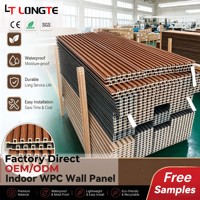 Panneau mural intérieur WPC sur mesure OEM, revêtement décoratif intérieur imperméable, panneau composite bois-plastique rainuré 3D