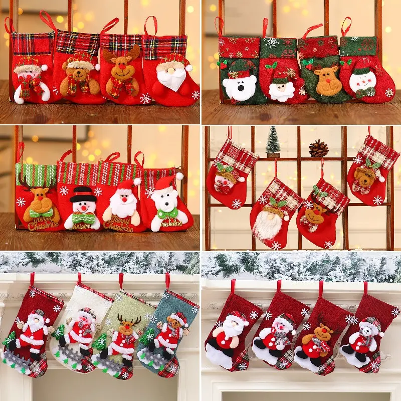 Christmas Stockings Xmas Socks Santa Snowman Reindeer Gnome Christmas Ornament For Holiday Decor