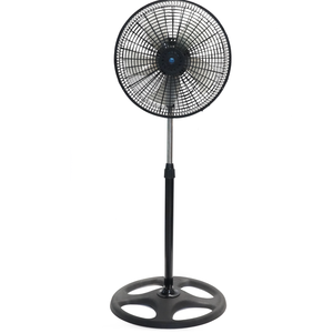 Ventilateur sur pied de 16 pouces, 5 pales en plastique, noir, usage domestique et extérieur, commande mécanique, OEM, réglable, nouveau, meilleur prix - Product Image 1