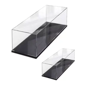 Clear Acrylic Display Case for Toys Collectibles Assemble Transparent Acrylic Box Showcase with Black Wood-Plastic Beads