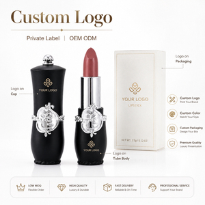 หลอดลิปสติกสีดำด้านหรูหราแบบ Private Label พร้อมโลโก้สั่งทำ ตกแต่งสไตล์บาโรก วีแกน รับผลิต OEM สำหรับผู้ค้าส่งเครื่องสำอางมืออาชีพ - Product Image 2