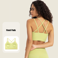 Vente en gros de soutien-gorge de yoga sexy pour femme dos croisé soutien-gorge d'entraînement sportif coussinets fixes côtelés bretelles fines filles actives de grande taille