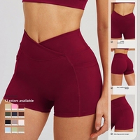 Shorts de yoga taille croisée en V, coupe sculptante, en tissu recyclé ultra doux et extensible, style cycliste, pour Pilates, HIIT et cyclisme en extérieur