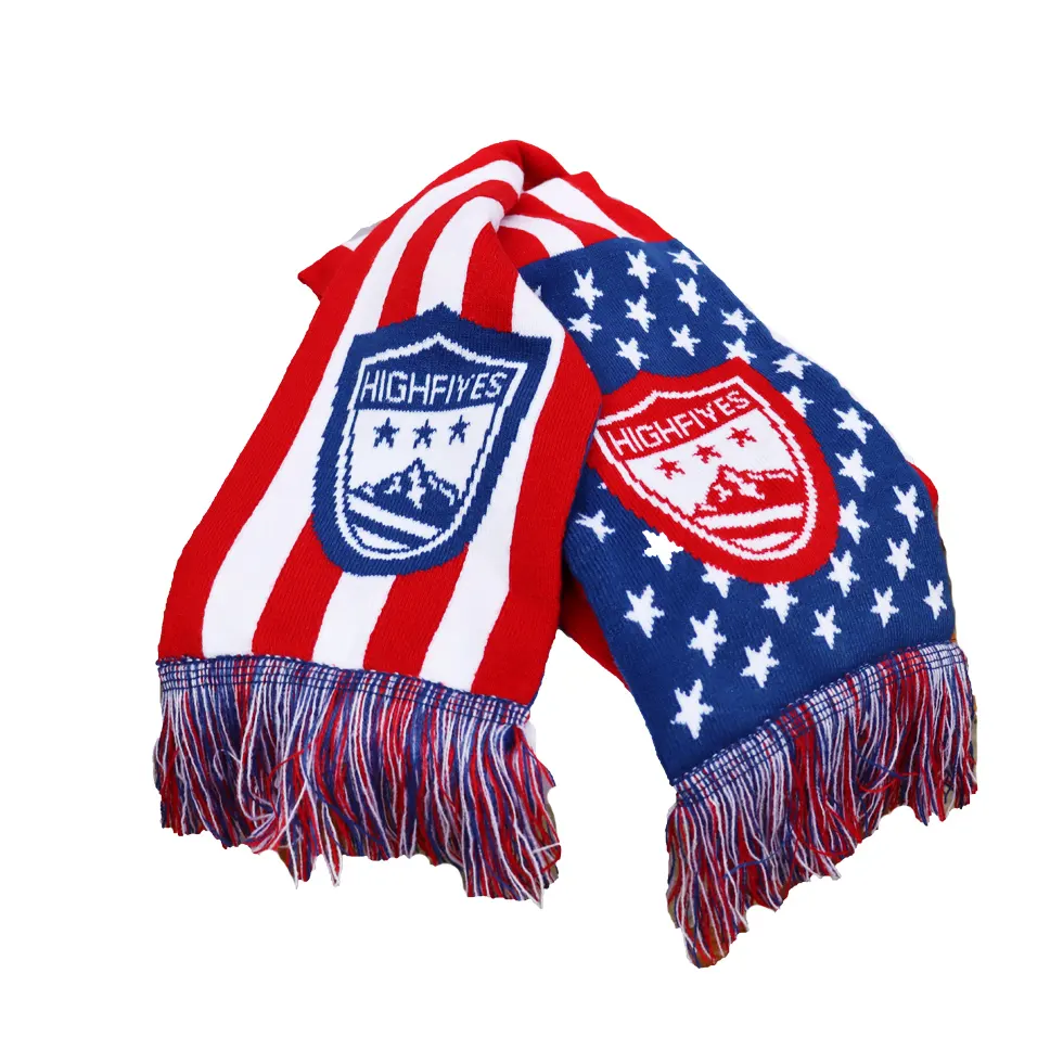 Unisex Knitted Scarf For football USA Soccer Teams Unisex Custom Your Logo Warm Knit Fashion Designed jacquard Scarves