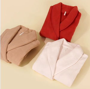 Bata de Baño de Forro <span class=keywords><strong>Polar</strong></span> Térmico Informal de Color Sólido, Precio Económico de Fábrica en China, Disponible en Existencia, Ropa de Dormir para <span class=keywords><strong>Mujer</strong></span>, Primavera, Otoño, Invierno - Product Image 4