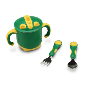 Ensemble de vaisselle en acier inoxydable pour bébés et enfants : boîte à repas ronde, bol et tasse à bec verseur remplissable - Product Image 2