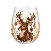 Verre à vin sans pied en verre de Noël avec motif de chaussette en film cristal 3D, pour boissons de Noël, eau et lait, vente en gros