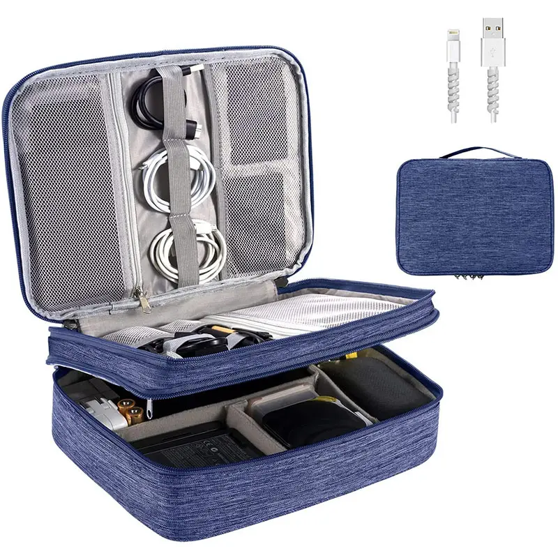 Ttlife sac de rangement pour accessoires électroniques, sac de rangement pour câble de voyage, sac de rangement pour accessoires électroniques à trois couches pour iPad Mini