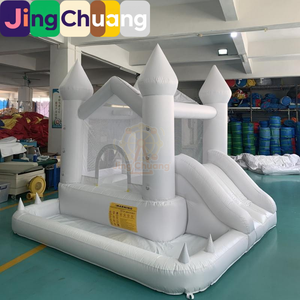 Castillo Inflable Blanco con Tobogán, Trampolín Infantil para Interiores y Exteriores, Tobogán Doble con Piscina de Pelotas, Juguete de PVC Reforzado - Product Image 4