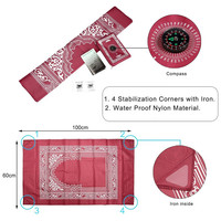 Tapis de prière de poche pour Ramadan Eid Mubarak, Portable, imperméable, avec sac et boussole