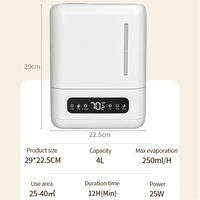 Grand humidificateur électrique ultrasonique en plastique pour la maison et l'hôtel avec télécommande, aromathérapie, capacité de 3 à 5 L