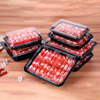 Vente en gros de plateau à viande en plastique alimentaire sûr avec couvercle haute transparence rouleau de viande de porc boeuf agneau jetable boîte d'emballage