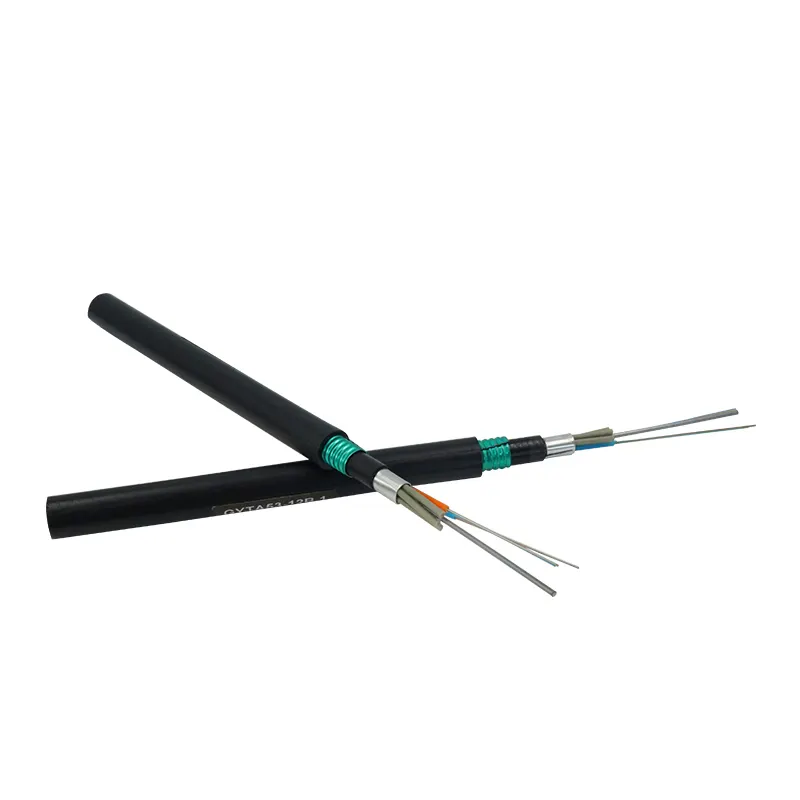 Cinta GYTA53 Cable de fibra óptica Monomodo Subterráneo Directo Enterrado Acero blindado Exterior Negro Bajo costo Cable de fibra de 12 núcleos