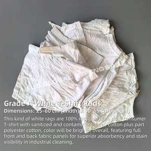 Trapos de Limpieza para Reciclaje de Grado Industrial, Trapos de Tela Blancos de Camiseta 100% Algodón, Absorbentes de Aceite y Agua, Feibo - Product Image 2