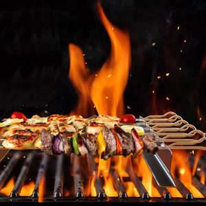 Factory Logo Customization 8pcs Stainless Steel <strong>BBQ</strong> Skewers Set with <strong>BBQ</strong> <strong>Rack</strong> - Product Image 4