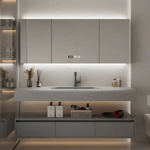 Mobile da Bagno Personalizzato con Lavabo in Acciaio Inossidabile 304, Mobiletto per Hotel con Specchio e Armadietto Portamedicinali per Appartamento - Product Image 2