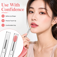 Pinceau applicateur de maquillage portable en silicone pour les lèvres avec capuchon transparent, pointe souple et flexible, marque privée OEM