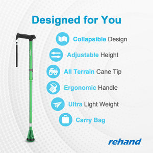 מקל הליכה מתקפל מתכוונן מאלומיניום של Rehand Elder Care לקשישים 78-96 ס\\\"מ לשימוש רפואי, טיולים ונסיעות - Product Image 2