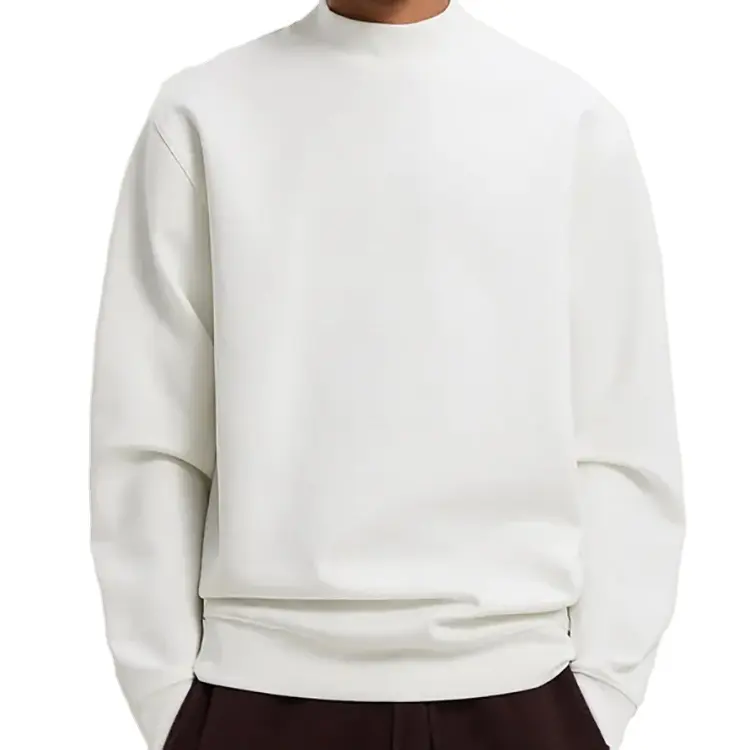 men's 100% heavy cotton fleece blank crewneck oversized drop shoulder high neck streetwear custom logo pullover sweatshirt