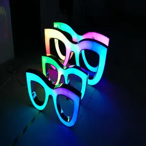 אופטי חנות rgb led אור eyewear לוגו חיצוני עמיד למים נירוסטה custom מול אור מכתבי סימני