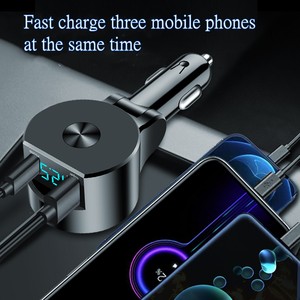 Vendeur en gros de gadgets de voiture PD30W USB Type <span class=keywords><strong>C</strong></span> pour iPhone avec affichage LED allume-cigare <span class=keywords><strong>3</strong></span> en 1 chargeur de voiture rétractable - Product Image 5