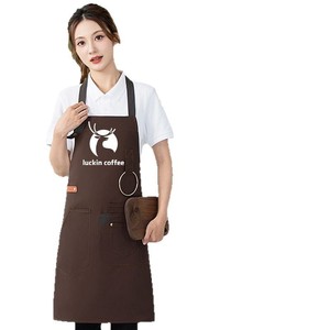 Tablier en toile imperméable réglable, taille unique, en polyester, pour salons de thé, restaurants, cuisines, avec impression de logo - Product Image 4