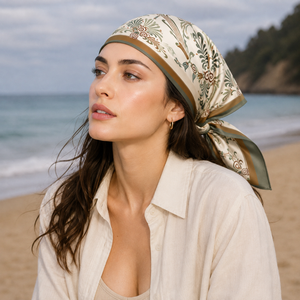 Écharpe carrée en soie à motif imprimé numérique réversible pour femme adulte, style européen et américain, respirante, toutes saisons, usage quotidien - Product Image 6