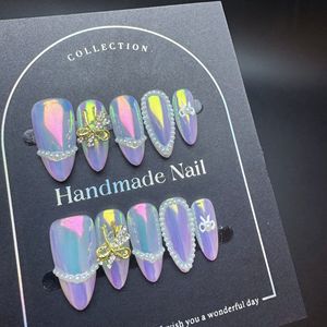 100% uñas portátiles hechas a mano de alta calidad con conchas talladas en 3D nuevos parches de decoración de uñas oceánicas sirena desmontable falso - Product Image 2