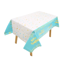 Nappe carrée décorative en plastique imprimée « Nuit étoilée Joyeux Anniversaire » en espagnol, pour fêtes et réunions, imperméable, 1,37x1,83m