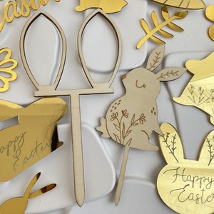 ของตกแต่งเค้กกระต่ายอีสเตอร์อะคริลิค น้ำผึ้งและรสหวาน อุปกรณ์ตกแต่งเค้กสุขสันต์วันอีสเตอร์สำหรับงานปาร์ตี้ - Product Image 2