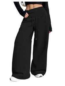 <span class=keywords><strong>Pantaloni</strong></span> Sportivi da Donna Personalizzati in Cotone con Elastico in Vita, Gamba Larga, Stile <span class=keywords><strong>Palazzo</strong></span>, Vita Alta, Vestibilità Ampia - Product Image 6