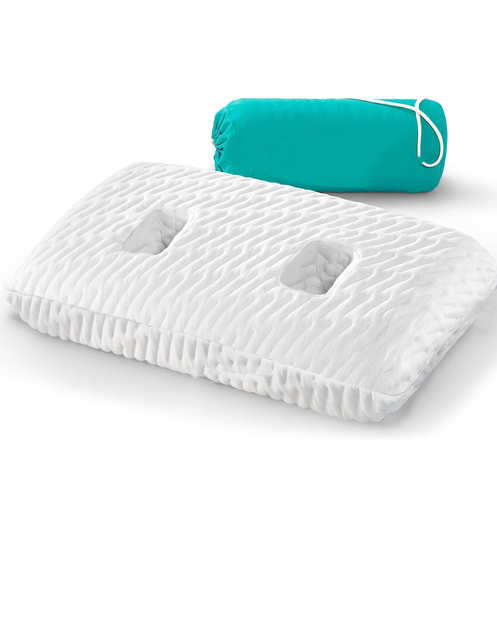 Ear Pillow with Ear Hole for Sleeping with Sore Pillow Adjustable Memory Foam Pillow with Holes for Ear Piercing Protection